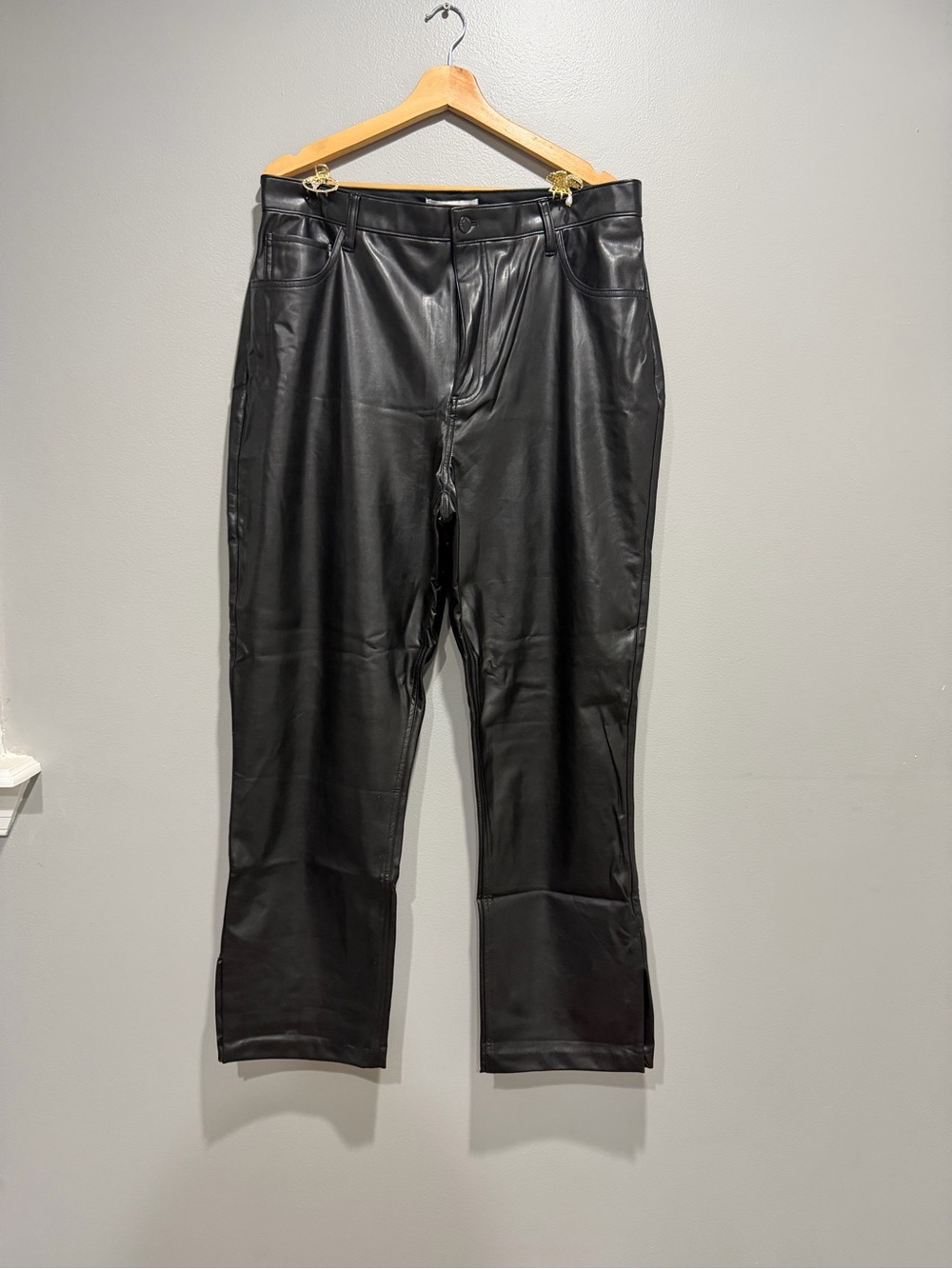A&F Black Faux Leather Straight Leg Pants